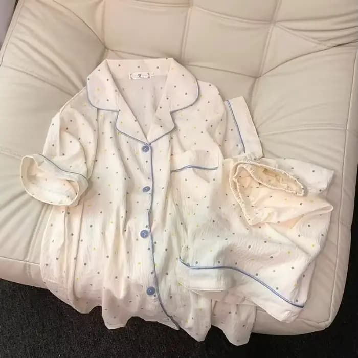Ensemble pyjama en coton imprimé à pois pour femmes