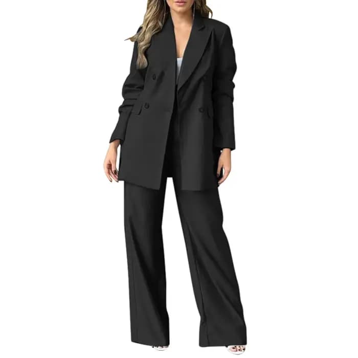 Costume Blazer à Manches sulfet Col à Revers pour Femme