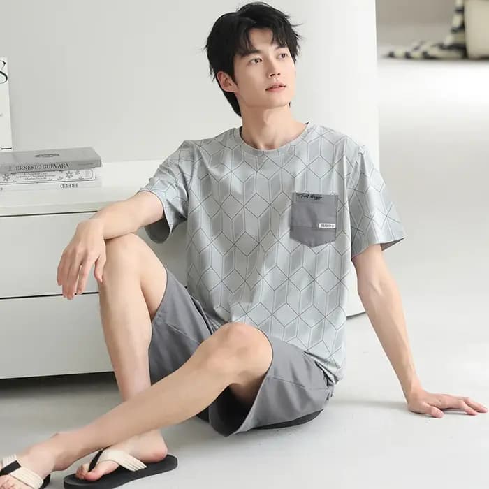 Grande taille L-4XL hommes pyjamas ensemble été Modal à manches courtes pyjama mâle