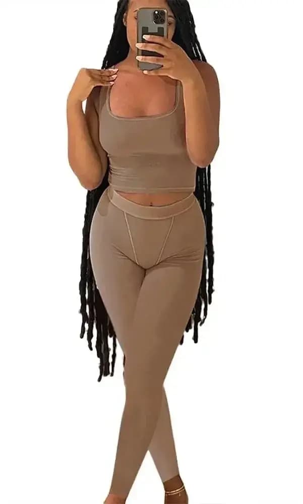 Ensemble 2 pièces décontracté et short d'été côtelé pour femmes, haut à manches + Leggings élastique