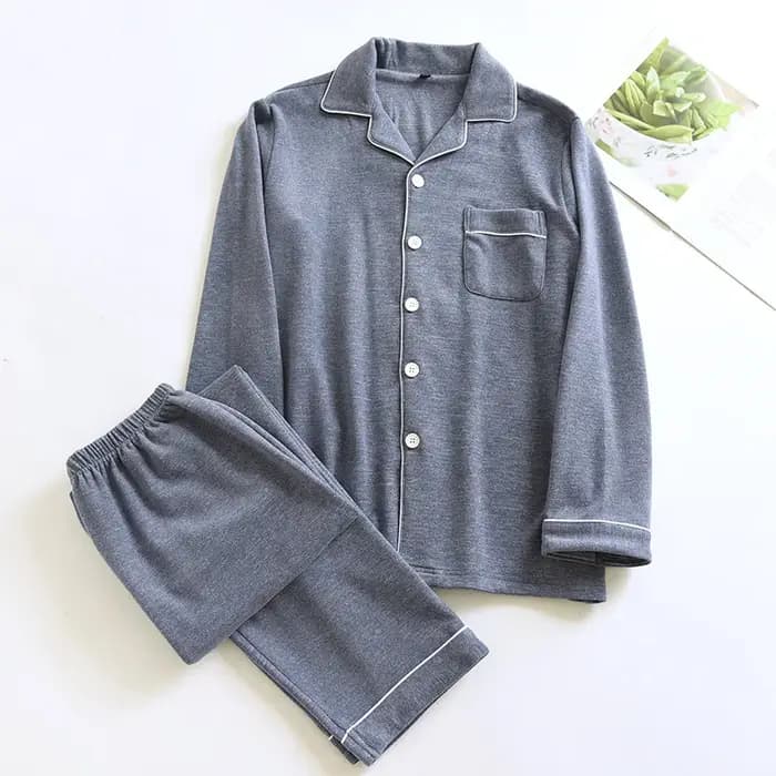 Nouvel ensemble de pyjama deux pièces pour homme automne-hiver 2026 – Tenue de nuit simple, couleur