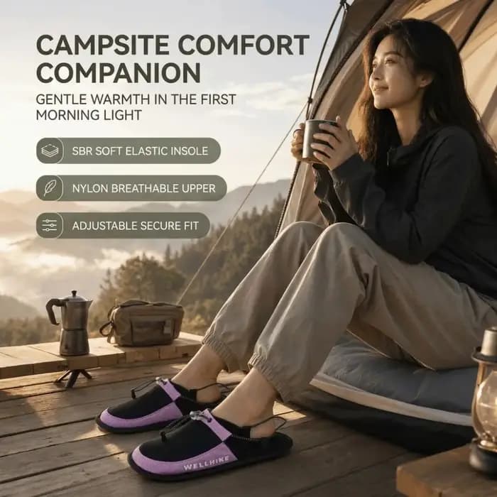 1 paire de pantoufles de voyage antidérapantes, ultra légères, pliables, résistantes à l'usure, respirantes, en nylon, pantoufles de plage, de camping