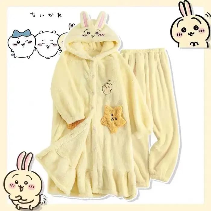 Pyjama japonais en velours corail Chiikawa
