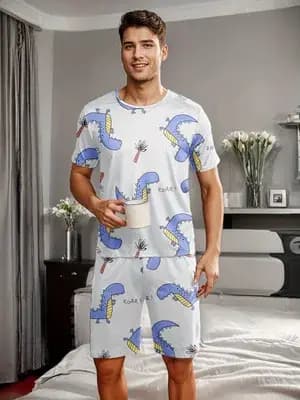 Ensemble pyjama pour homme avec imprimés dinosaures en carton