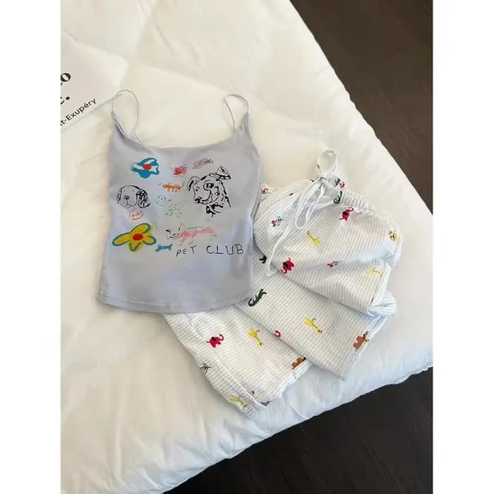 Ensemble pyjama imprimé chiot pour femme