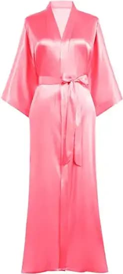 Peignoir Sexy en Satin Soyeux Extra Long pour Femme