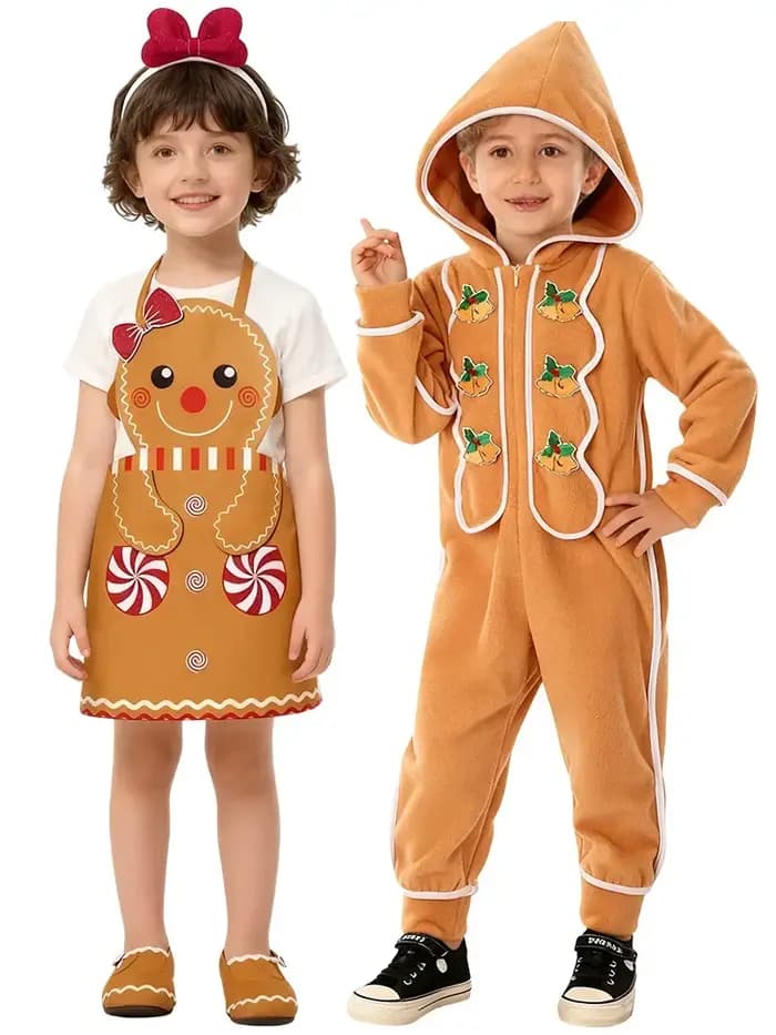 Pain d'épice homme Cosplay fête de noël Costumes de spectacle pour enfants maison pyjama en flanelle Halloween