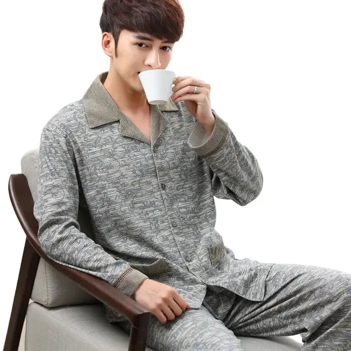 Pyjamas hommes printemps et automne hiver 100% coton à manches longues grande taille vêtements de nuit de loisirs