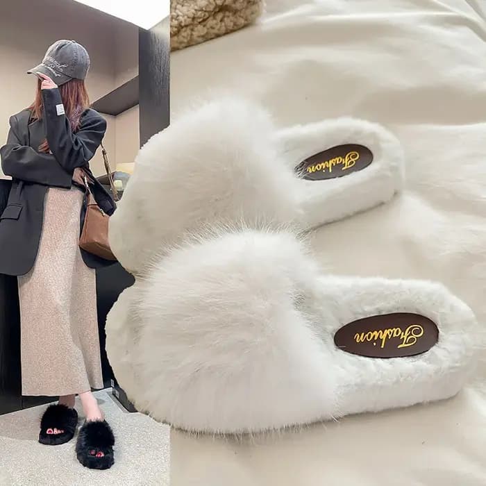 Pantoufles en fourrure pour femmes