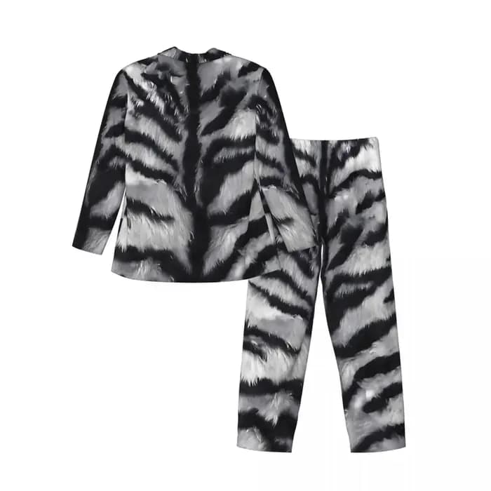Pyjama 2 pièces imprimé tigre blanc pour homme