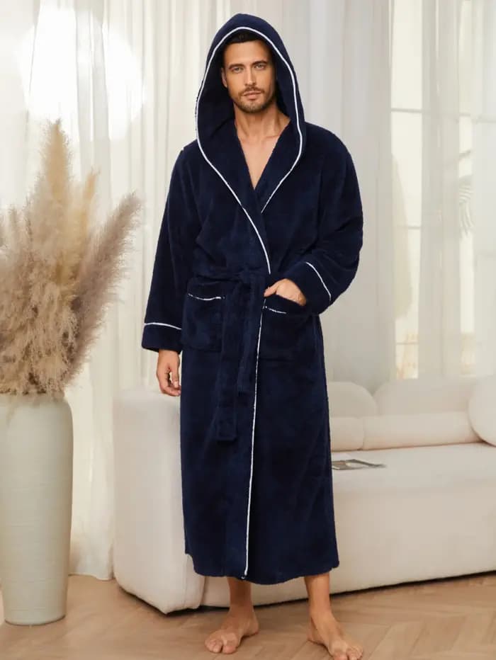 Hommes automne/hiver nouveau Style confortable coton flanelle Robe de luxe ouvert sur le devant Coup