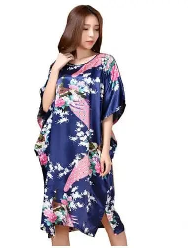 Robe de nuit en satin noir à imprimé fantaisie pour femme, caftan, peignoir, tenue d'intérieur d'été, grande taille 6XL