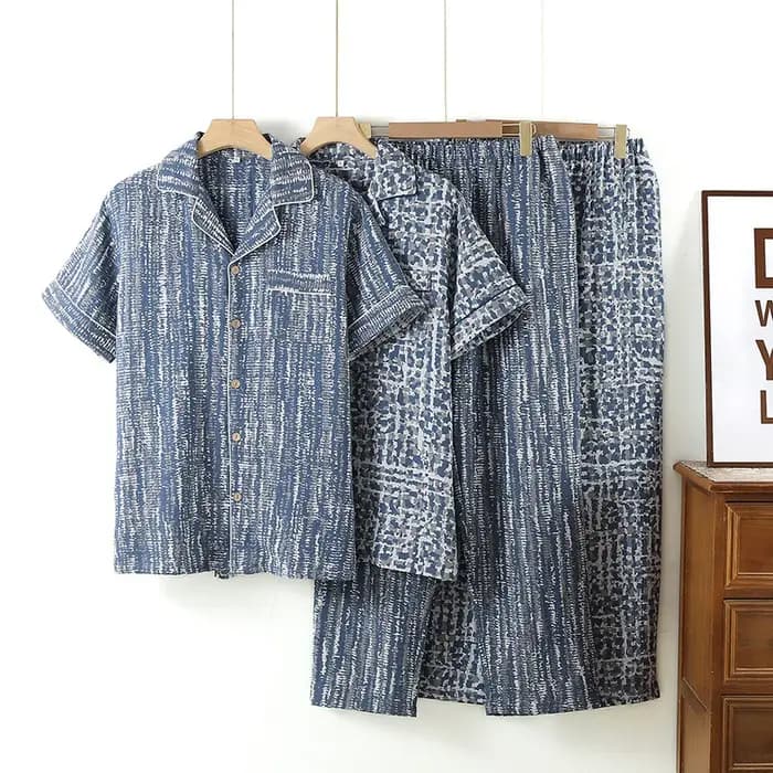 Ensembles deux pièces pyjamas pour hommes été à manches courtes vêtements de nuit en coton pyjama ensemble homme