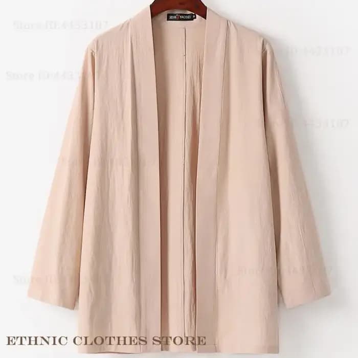 Veste Cardigan Kimono pour hommes, grande taille 3XL-9XL, rétro, coton et lin, vêtements japonais, peignoir Kimono Yukata Haori, manteaux Harajuku