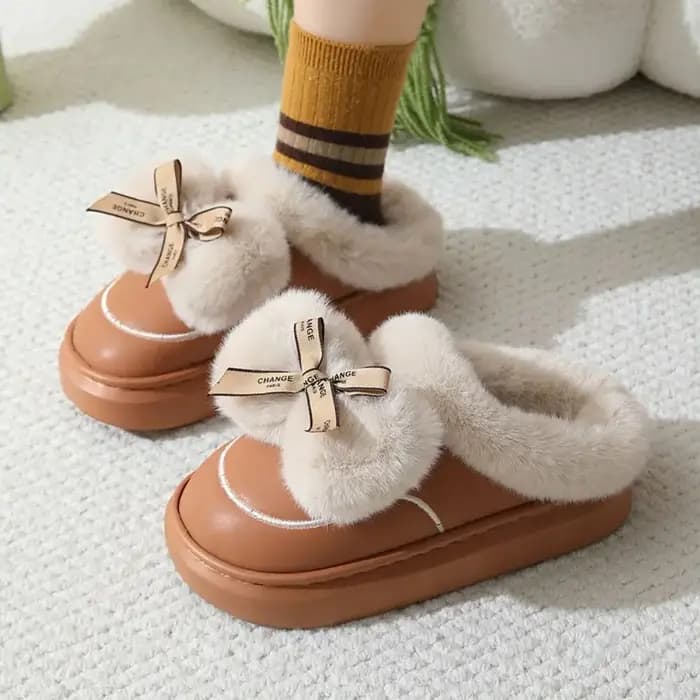 Pantoufles en coton avec nœuds imperméables et durables