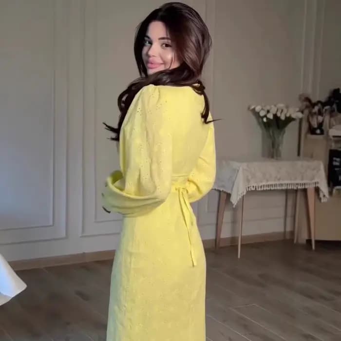 Robe longue pour femme, col en V, coupe trapèze, manches lanternes, taille ajustée, à lacets, élégante, style Y2K, streetwear, pour le travail, boutonnée, pour les vacances