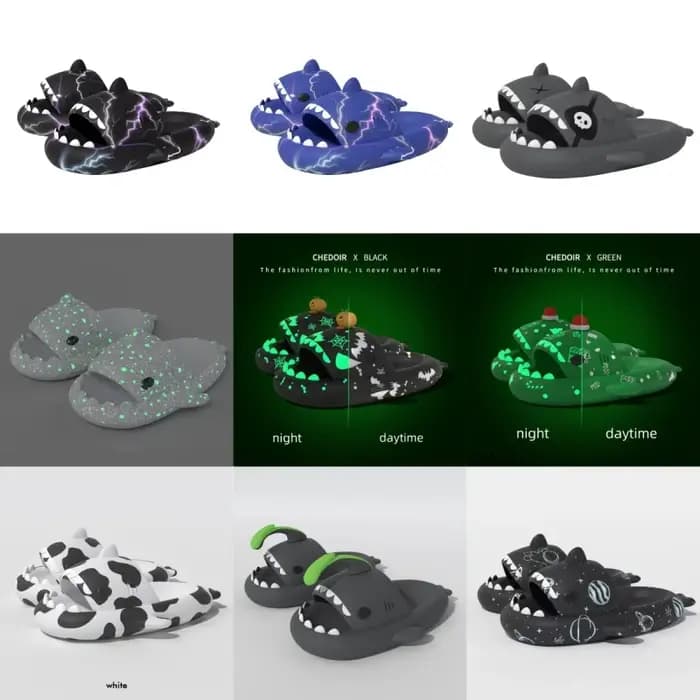 Pantoufles de requin lumineuses de noël pour femmes et hommes