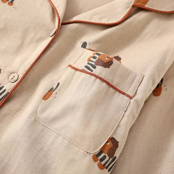 Nouvel ensemble de pyjama couple printemps-automne 2026 en gaze 100 % coton
