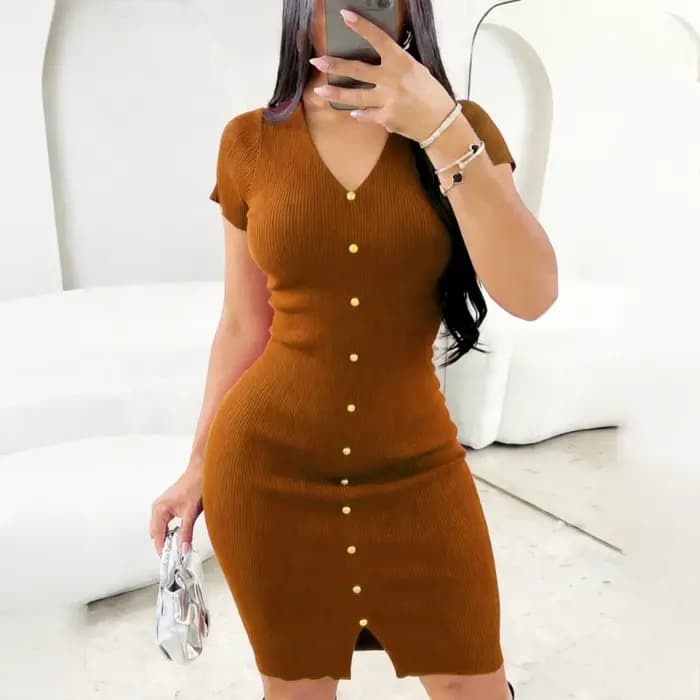 Robe midi moulante extensible pour femme