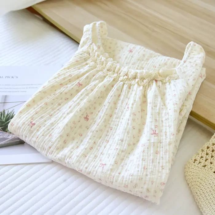 Chemise de nuit en coton fin à imprimé floral pour femme