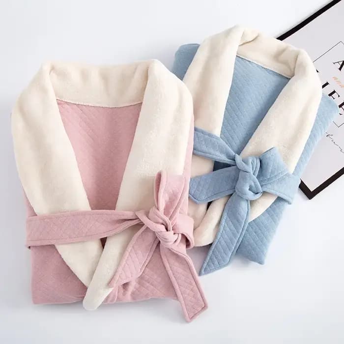Fdfklak-Robe de nuit matelassurera à trois couches pour femmes