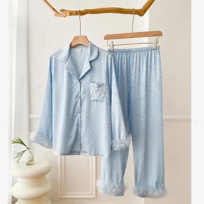 Pyjama léopard à manches longues pour femmes