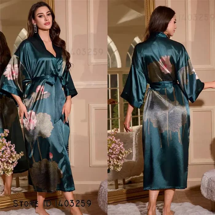 Femme longue Robe vêtements de détente élégant Style chinois Kimono peignoir