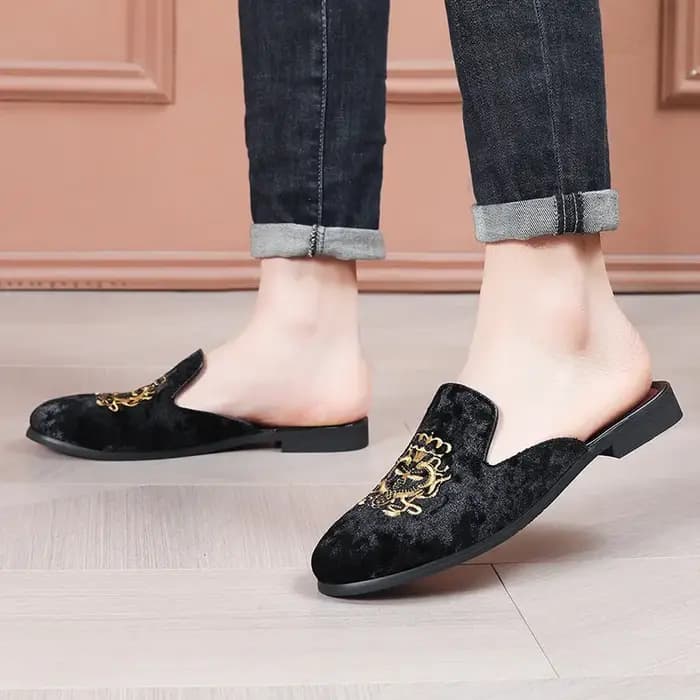 Pantoufles décontractées pour hommes, chaussures d'extérieur européennes et américaines avec embout,