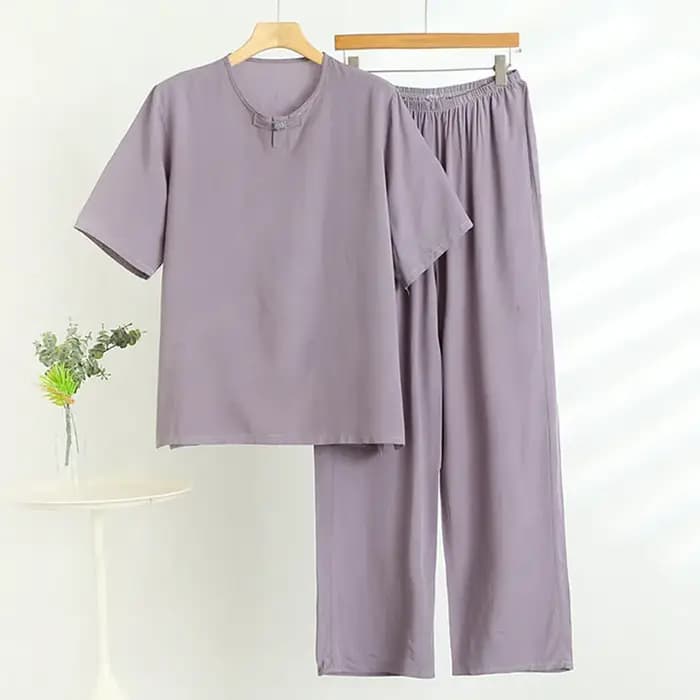 Pyjamas en coton pour hommes nouvelle grande taille vêtements de nuit à manches courtes haut pantalon ensemble salon