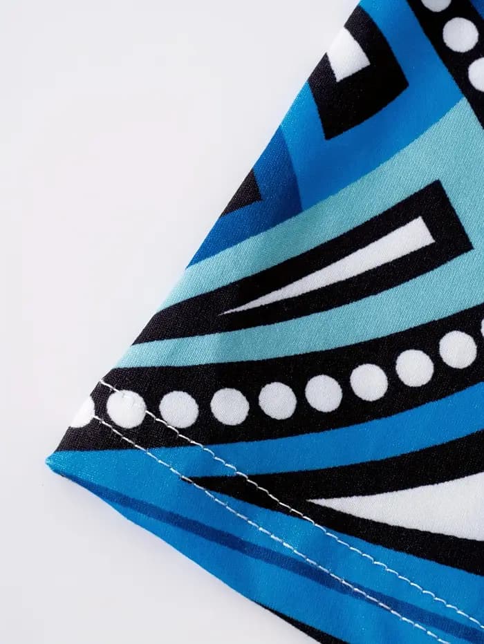 Robe décontractée à imprimé plumes bleu galaxie pour femmes