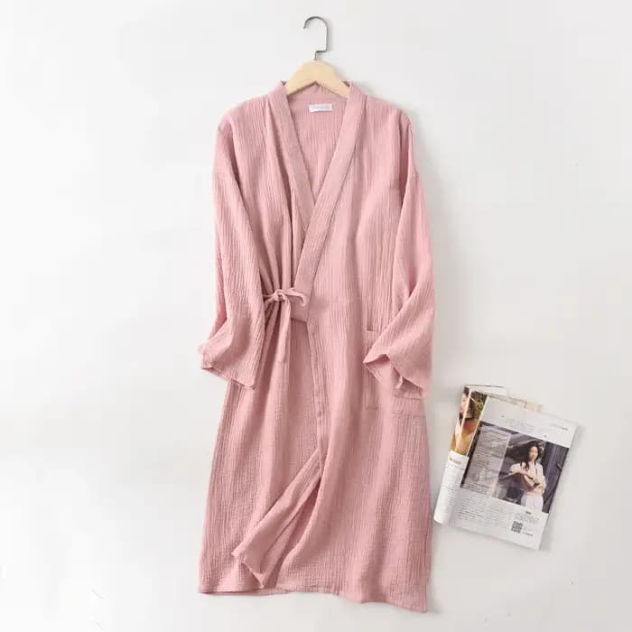 Nouveau printemps et automne japonais kimono robe couple coton crêpe peignoir hommes et femmes