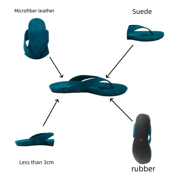 Tongs de plage confortables en cuir suédé de mouton pleine fleur 100 %