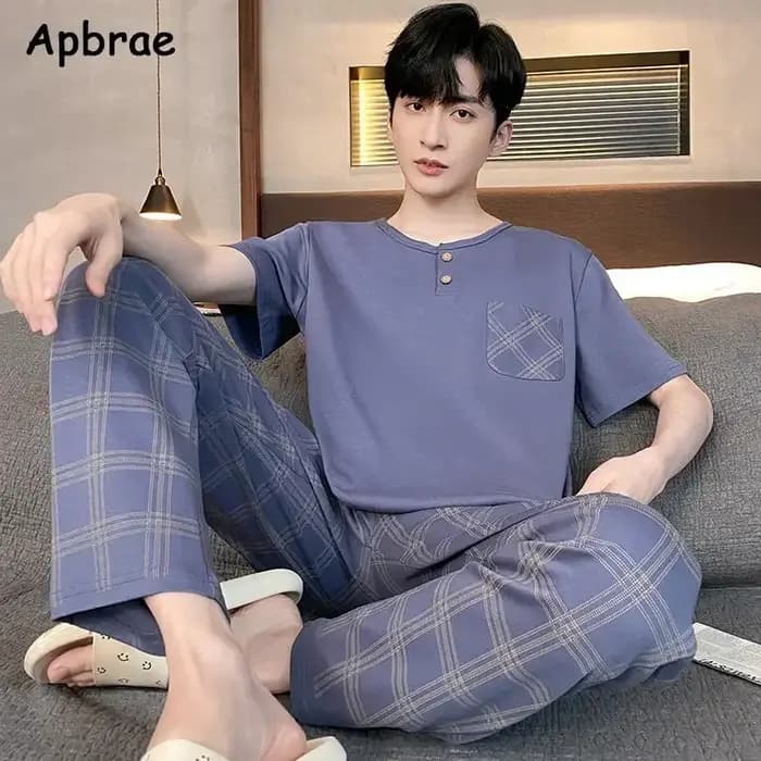 Pyjama d'été en coton doux pour homme