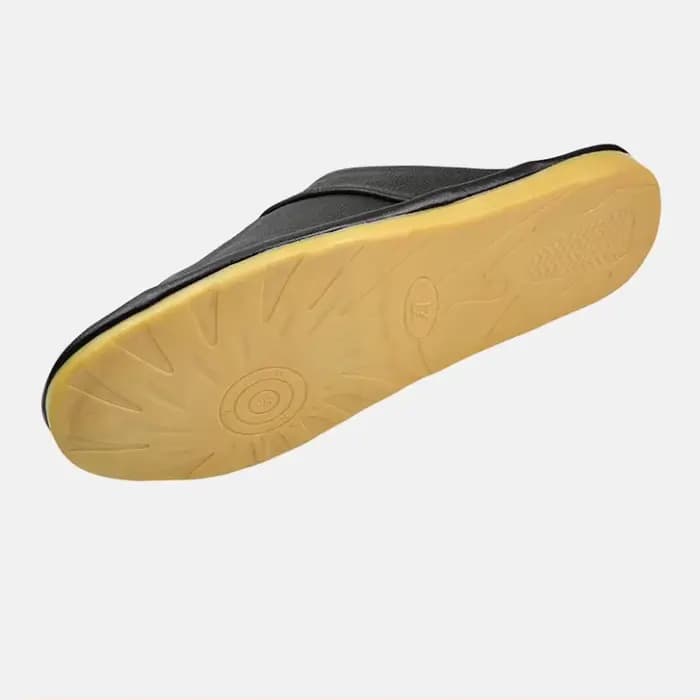 Chaussons de Confort Premium pour Hommes en Cuir Véritable Noir