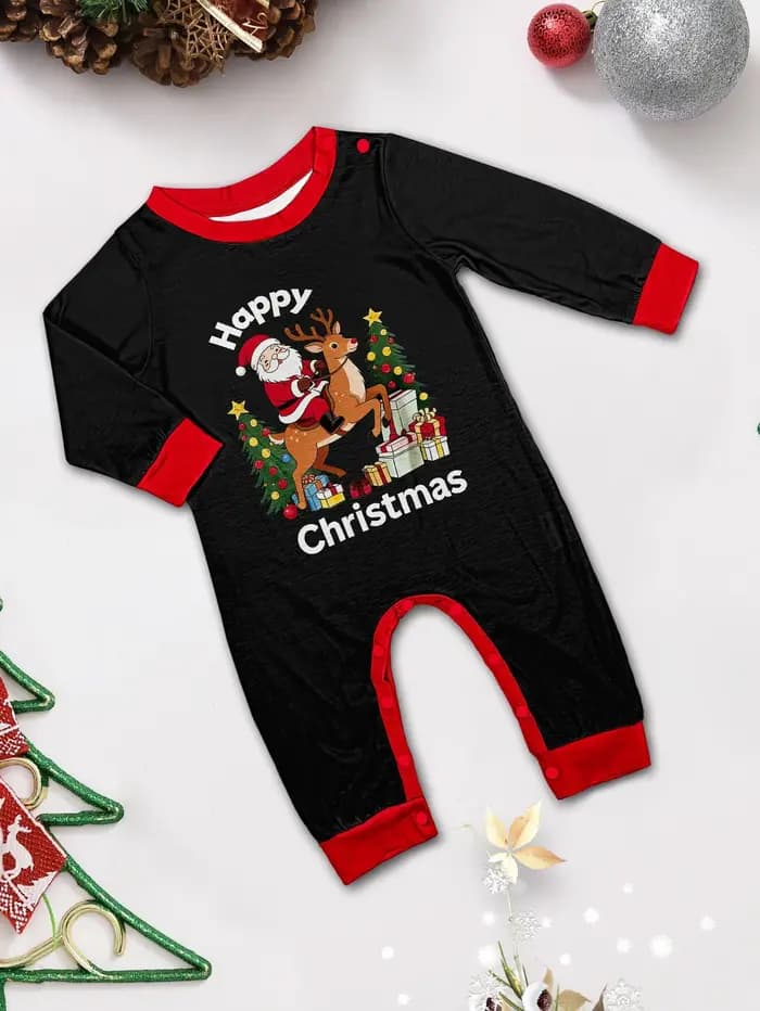 Ensemble de pyjamas assortis à imprimé mignon pour Noël, pour adultes et enfants, 2 pièces, t-shirt à manches longues + pantalon, vêtements de maison, tenue de fête de Noël, pyjamas