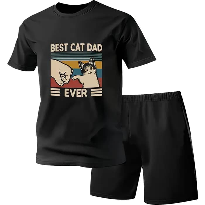 Pyjama deux pièces pour hommes ensemble de vêtements de maison à manches courtes et shorts motif géométrique à la mode pour printemps été automne et hiver