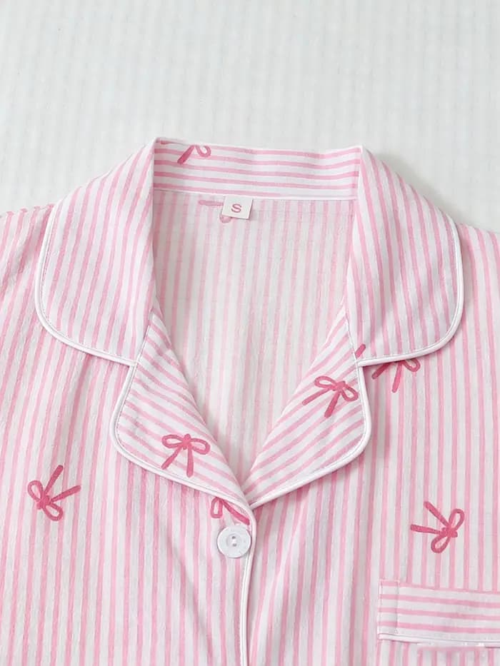Pyjama rayé classique, ensemble de pyjama pour femmes