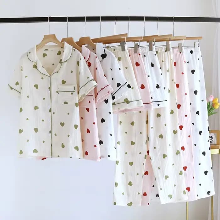 Pyjama d'été 3 pièces en pur coton pour femmes
