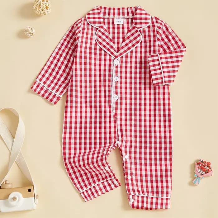 Pyjama à carreaux pour bébés filles et garçons