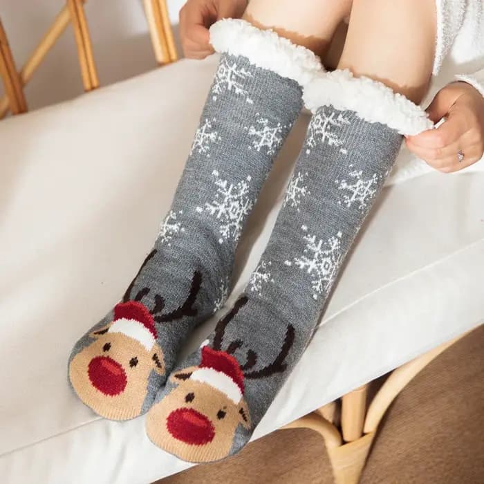 Chaussettes pantoufles de noël d'hiver pour femmes