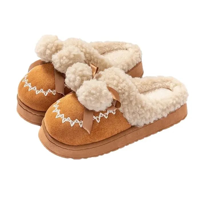Pantoufles décontractées antidérapantes en coton et peluche, semelles épaisses, flexibles, chaudes,