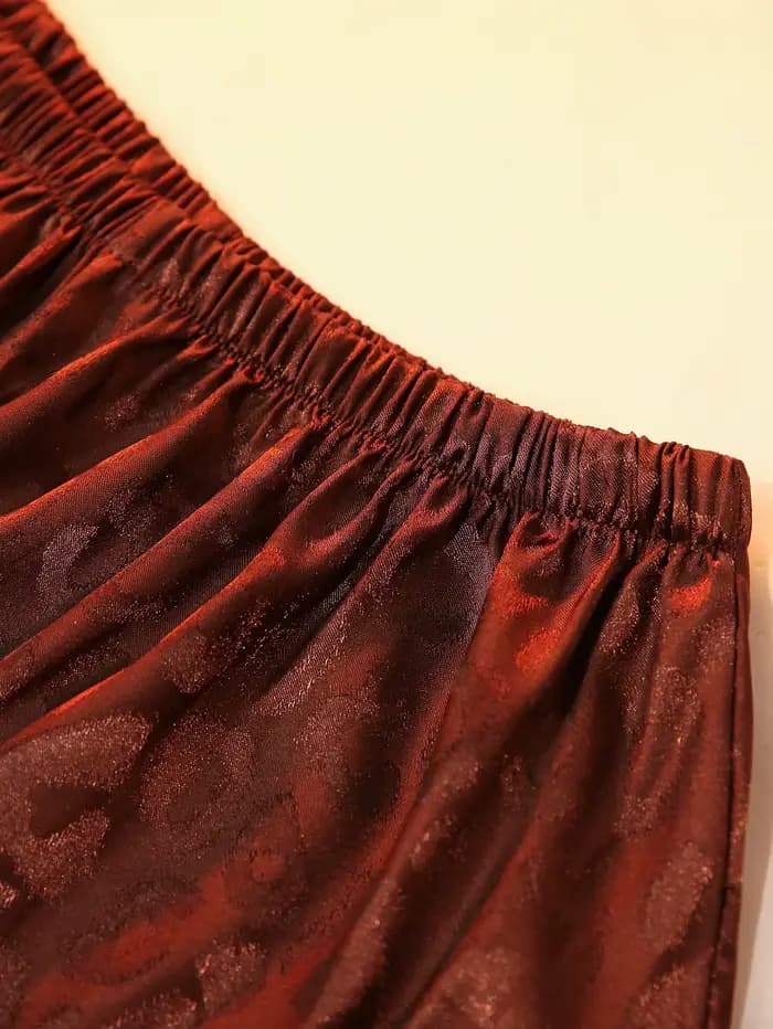 Ensemble pyjama élégant à imprimé léopard marron pour femmes