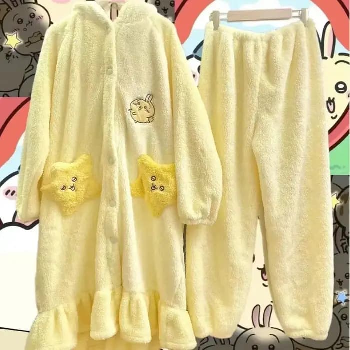 Pyjama japonais en velours corail Chiikawa