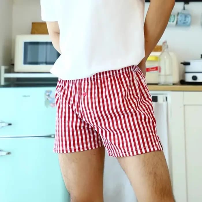 Boxer à carreaux en coton pour hommes