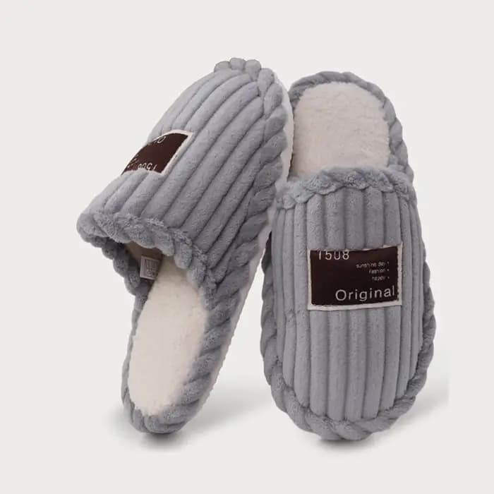 Pantoufles d'intérieur en velours côtelé pour femme, légères, à semelle souple, chaudes, en coton, antidérapantes, grandes tailles, collection automne-hiver