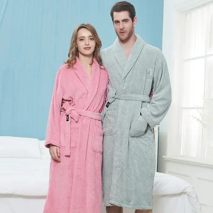 Peignoir d'hiver épais et chaud 100% coton pour hommes