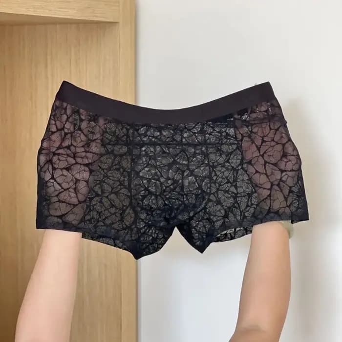 Caleçons Boxers Homme Tendance en Soie Glacée et Maille Fine avec Dentelle – Respirants et Séchage Rapide pour Usage Quotidien