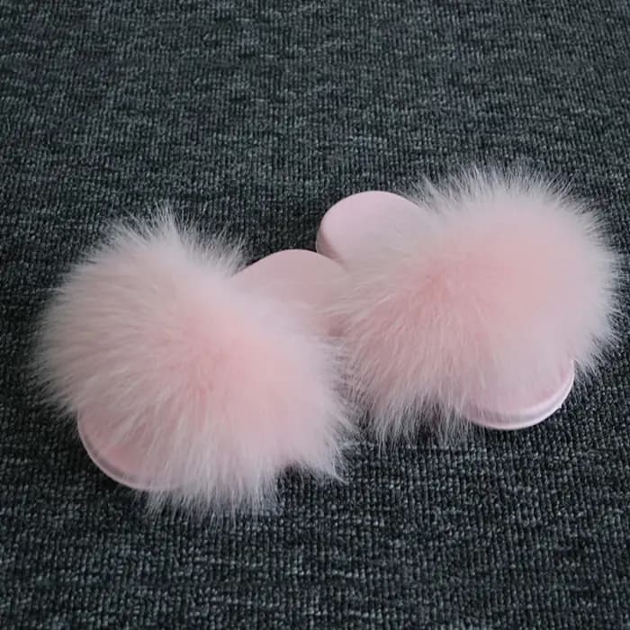 Pantoufles en vrais cheveux de renard pour enfants