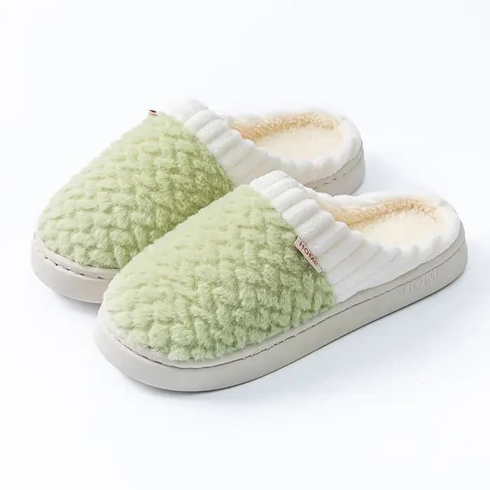 Chaussons d'intérieur antidérapants en peluche pour femmes et hommes - Chaussons douillets pour coup