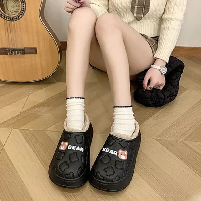 Comwarm hiver moelleux pantoufles pour femmes imperméable concis coton diapositives doublure en peluche
